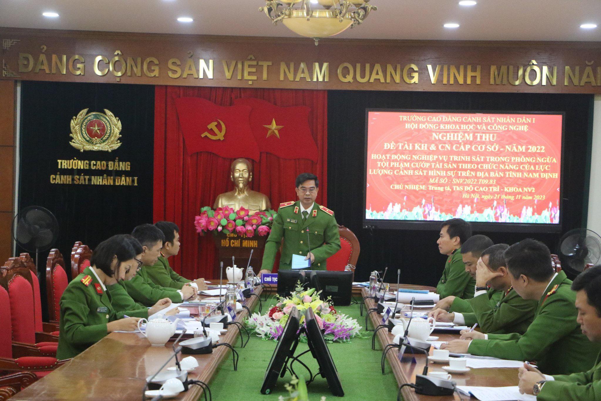 Nghiệm thu đề tài KH&CN “Hoạt động nghiệp vụ trinh sát trong phòng ngừa tội phạm cướp tài sản theo chức năng của lực lượng Cảnh sát hình sự trên địa bàn tỉnh Nam Định”